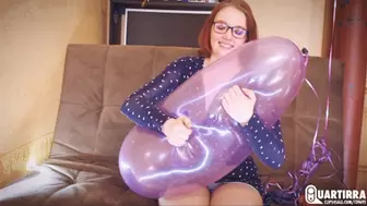 Q695 Depry passionately squeeze pops a bunch of helium balloons - 1080p