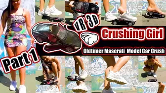 Virtual Reality VR 3D - Part 1 Maserati Total Crush with Fila Sneaker barefoot in my sweaty Fila Sneaker, destroyed, kicked, trampled, crushed, smashed, crushed, Crushing Trample Crush Video cars