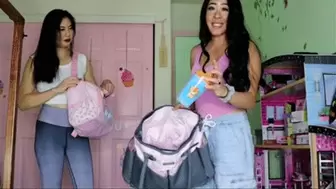 INEEDAMOMMY messing diapers in front of 2 asian AB-mommies packing
