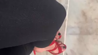 Walk red sandal, black nail