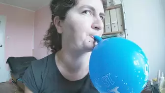 Blowing balloons