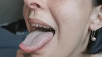 wet tongue up close