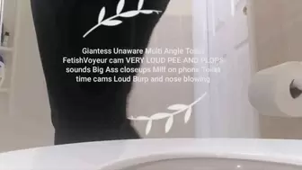 Giantess Unaware Multi Angle Toilet FetishVoyeur cam VERY LOUD PEE AND PLOPS sounds Big Ass closeups Milf on phone Toilet time cams Loud Burp and nose blowing mkv