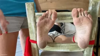 TICKLING DIRTY FEET TIED UP TO A CHAIR - MP4 HD