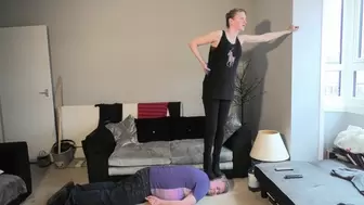 Standing On His Head In Leggings & Boots