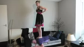 Barefoot Couch Back Trample Bouncing Dance