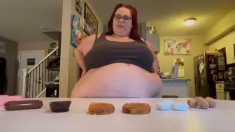 Celia Smashes Snacks With Her Giant Stomach - MP4