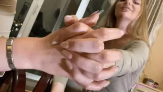 Fingers sucking of two beautiful Mistresses