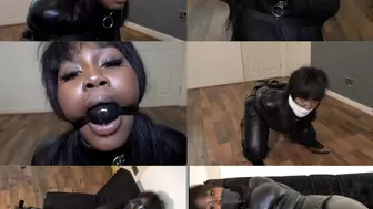 Horny Submissive girl zippy in Bound and gagged in catsuit and heels (mp4)