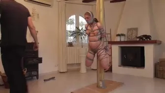 British Girl on the Pole - but not for dancing - 40 Minutes of extreme Bondage Treatment for Little Red Girl - Part 2 wmv