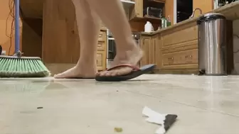Hot Housewife Cleaning Wearing One Shoe