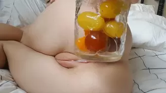 Butt Slut Pushes Tomatoes Out of Her Asshole Crazy Anal Insertion