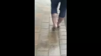 Debbie Wearing Her Brown Blondo Cum Filled High Heeled Boots In The Rain Before Drinking, Driving & Decorating In Them As She Dirties Them C4S