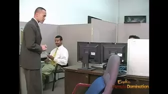 Bossy blonde office bitch dominates and humiliates workers at work - Mobile