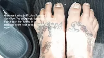Giantess Latina Milf Lolas Tattooed Sexy Feet Toe Wiggling& Spreading Barefoot Foot Fetish Fun Riding in car Relaxing Front Foot Toes & Toenail view 720p