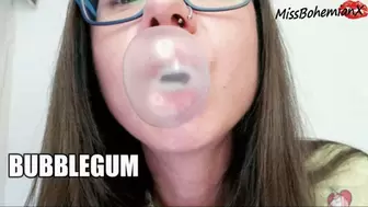 Chewing Bubble Gum and Making Bubbles in Your Face - HD MP4