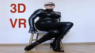 Crossed legs orgasm in catsuit, boots and gloves VR