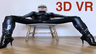 Milf in catsuit, boots and gloves posing 3D VR