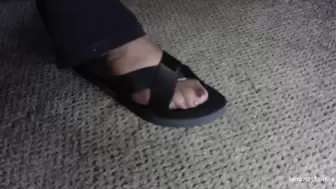 Ms Neecy - Reinforced Toe Nylon Pedi and Black Slides