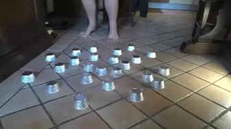 Italian girlfriend - aluminum cups crush fetish barefoot and platform sandals walkover and stomp