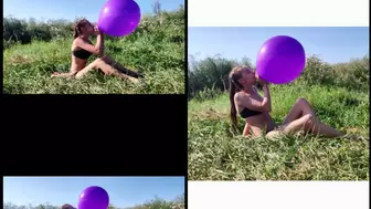 B2P in the field with a purple balloon