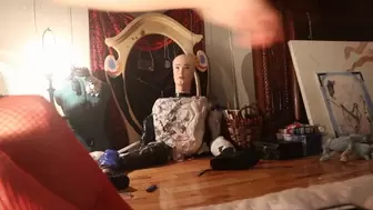 Noise Music Clown Girl Strips then gives Puppet Boyfriend Blowjob