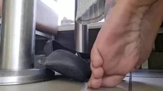 Wrinkled Soles Under Giantess unaware Table while she eats out Foot Fetish Fun Barefeet & Toes Extreme Close Ups avi