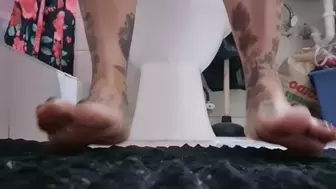 Giantess unaware Barefoot Early Morning Coffee and Toilet Time Toe Wiggles Toilet Fetish Feet Voyeur cam