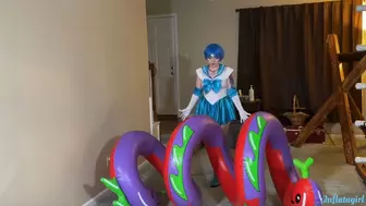 Sailor Mercury Fights Inflatable Snake