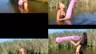 Long balloon game in the river