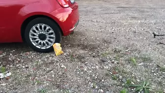 Ms Curious crushing snacks with the Fiat 500