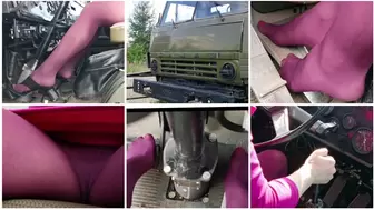Really hard revving, pedal pumping and driving in military truck KAMAZ