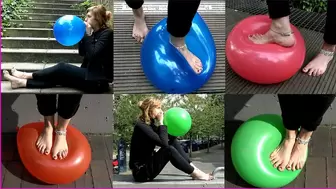 Juliane pops Balloons with her Bare Feet