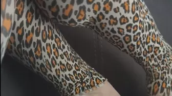 Leopard Print Long Tights and Barefeet
