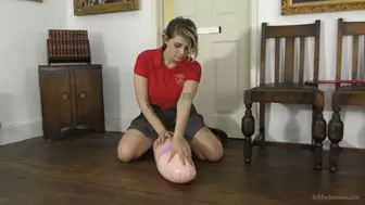Sexy School Girl Dolli Strips While Playing With A Large Inflatable Cock