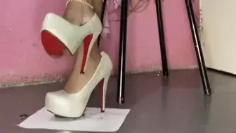 Roxy In Red Bottom High heels trampling paper