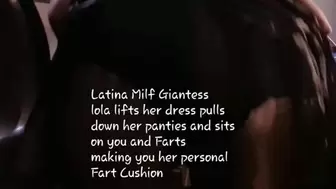 Farty Gassy Giantess Ass Smother Butt Crush Latina Milf Giantess lola lifts her dress pulls down her panties and sits on you and Farts making you her personal Fart Cushion avi