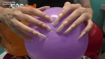 Popping 10 balloons with long sharp nails