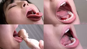 [Premium Edition]Kayo Iwasawa - Showing inside cute girl's mouth, chewing gummy candys, sucking fingers, licking and sucking human doll, and chewing dried sardines MOUT-97-PREMIUM - wmv