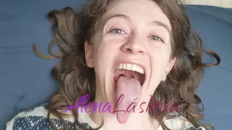 Wide eyes, LONG TONGUE, spit and moaning
