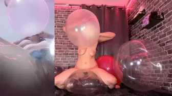2 Camera Bubblegum Bubbles on a Clear Balloon + Sit to Pop