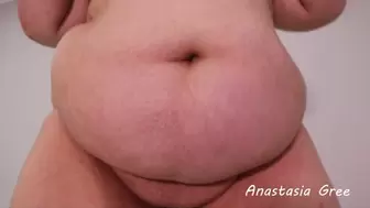 Jiggle fat belly close up