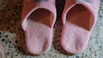 Under Giantess unaware Dirty Sweaty Pink Slippers Shoe Play Dipping & Dangling Sexy Soles Wrinkled Soles Show mkv