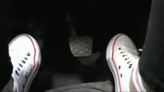 White sneakers on the road
