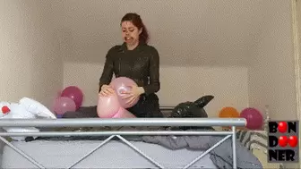 Balloon Bondage - Riding and Humping in Tight Leather Jacket and Dental Gag Nose Hook