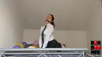 Balloon Bondage - Riding Humping and Drooling in School Uniform and Spider O Gag Nose Hook