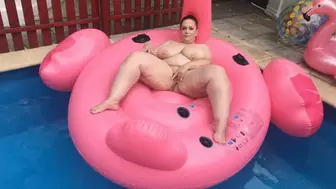 Masturbating on a pool float