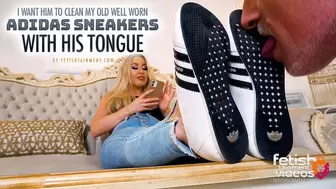 I have my old Adidas sneakers cleaned ( Shoe Worship with Goddess Sheila - English spoken ) - FULL HD MP4