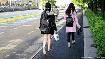 Teenage students Diana and Maria walk barefoot in the city after the rain (Part 6 of 6) #20210620