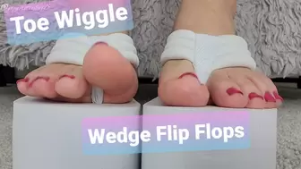 White Wedge Flip Flops Toe Wiggle